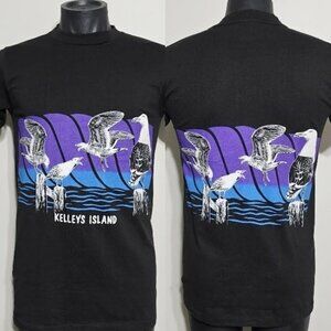 Kelleys Island Ohio Seagull T- Shirt M Vintage 80s Usa Beach Wildlife Art Tee